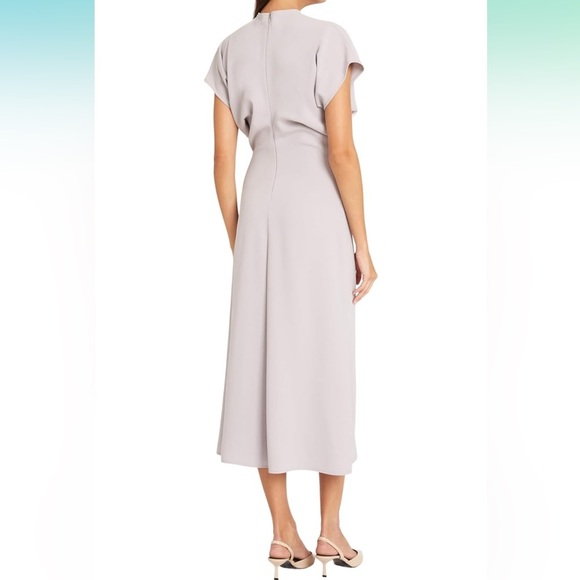 LUXELY By Maggy London Dove Gray Blouson Crew Neck Short Sleeve Bodice THEO- - Picture 8 of 16